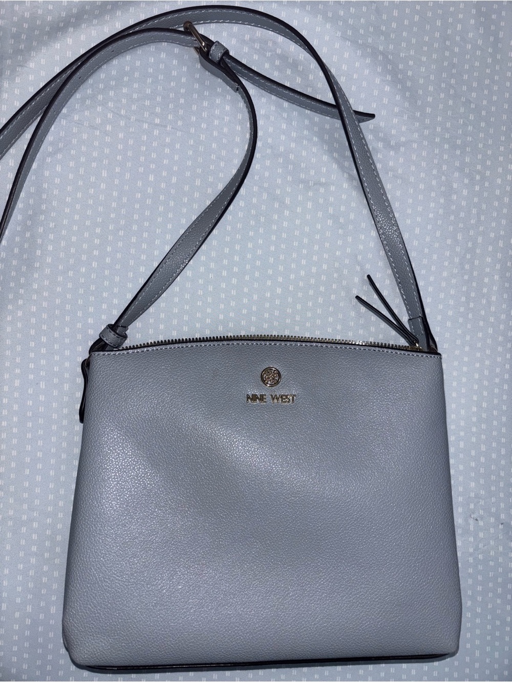 Nine West Gray Pebbled Crossbody Bag with Gold Accents